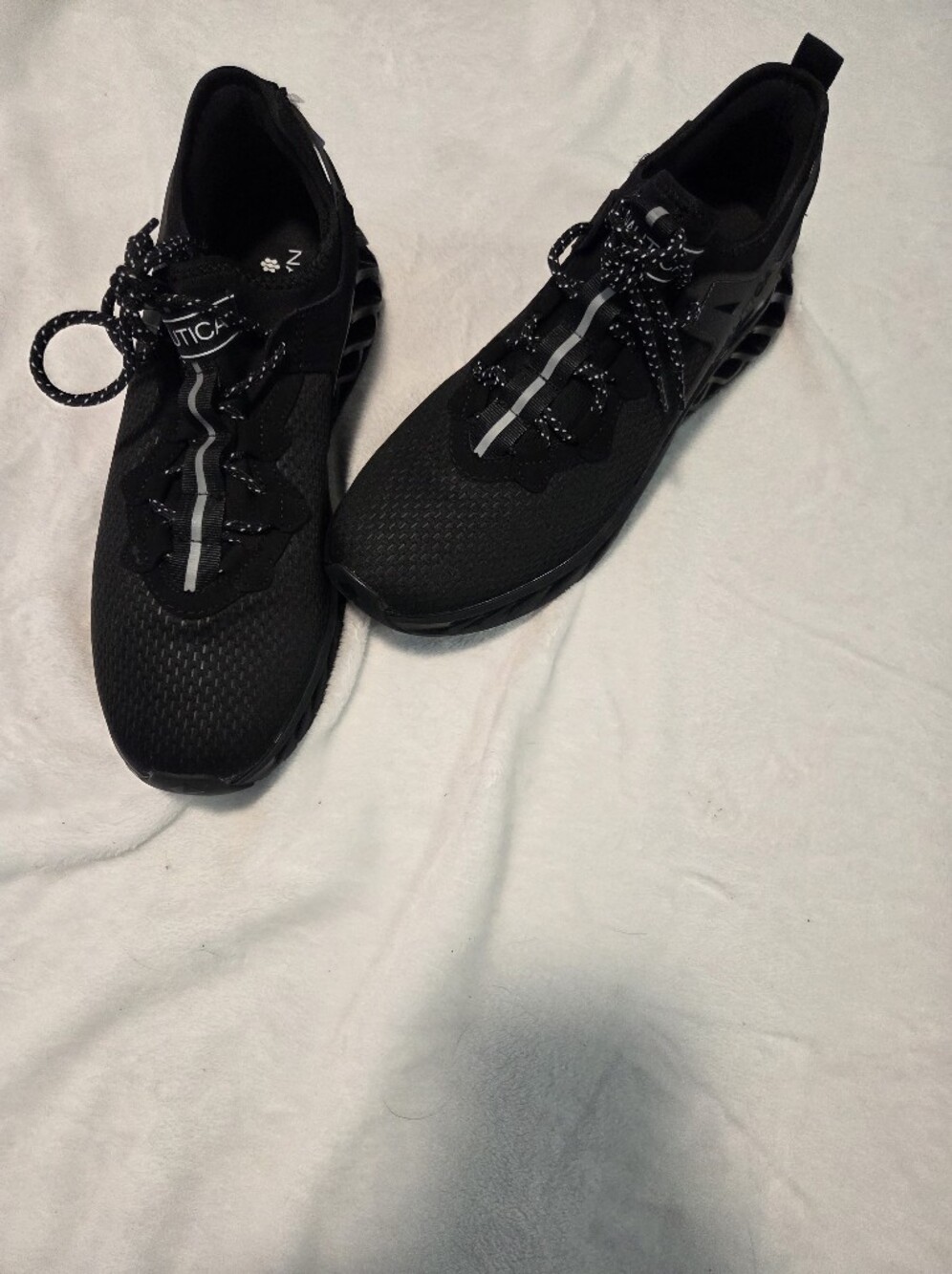 Nautica Ortholite Men's Black Athletic Sneakers with Reflective Stripe